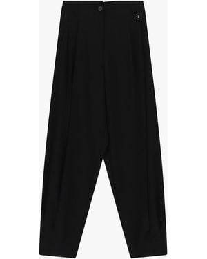 Dixie Pantalon Palazzo Taille Haute À Pinces - Noir