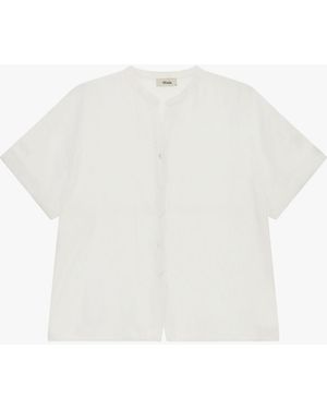 Dixie Camicia Girocollo A Maniche Corte Con Bottoni - Bianco