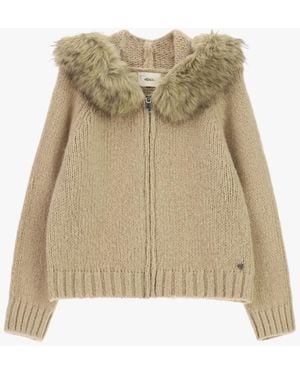 Dixie Cardigan Con Zip E Collo - Neutro