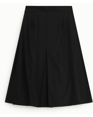 Dixie Gonna A Pieghe Midi Vita Alta Linea Svasata - Nero