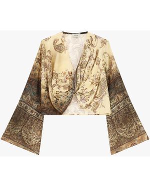 Dixie Top Cropped Fantasia Paisley Maniche Ampie - Neutro