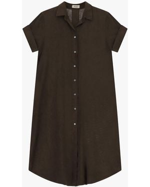 Dixie Robe Chemise Mi-Longue À Manches Courtes Boutonnée - Noir