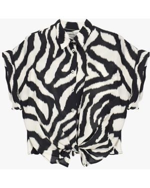 Dixie Camicia Stampa Fantasia Con Nodo Frontale - Nero