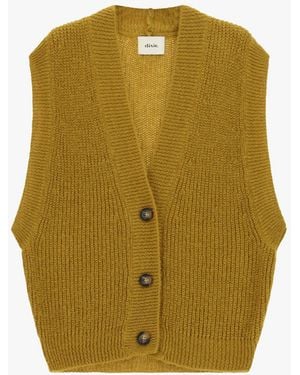 Dixie Gilet Côtelé À Boutons Et Col En V - Vert