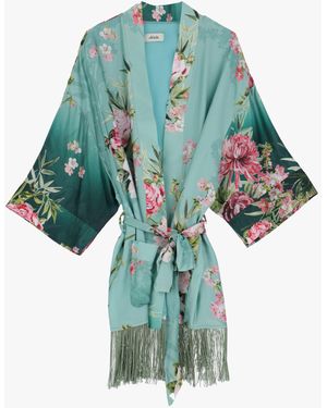 Dixie Kimono Con Motivo Floreale E Tasche - Verde