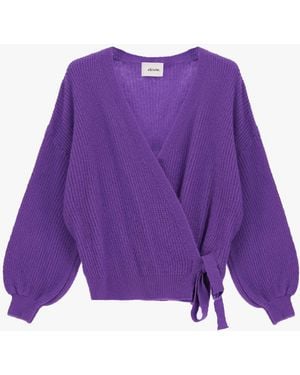 Dixie Cardigan Croisé À Manches Longues Et Ceinture - Violet