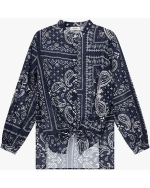 Dixie Chemise Imprim茅 Paisley Avec N艙Ud Devant - Bleu