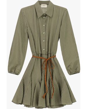 Dixie Robe Courte À Rayures Avec Ceinture Et Manches Longues - Vert