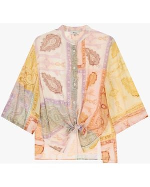 Dixie Camicia Stampa Fantasia Con Maniche 3/4 E Bottoni - Bianco