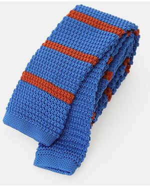 Dixie Cravate Tricot À Rayures Horizontales Fines - Bleu