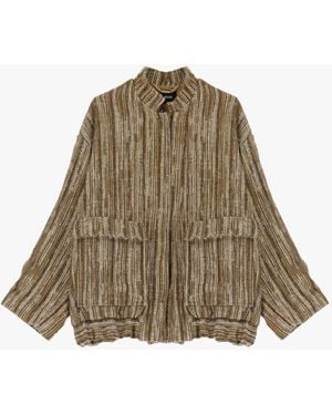 Dixie Bomber A Righe Con Tasche Frontali E Bottoni - Neutro