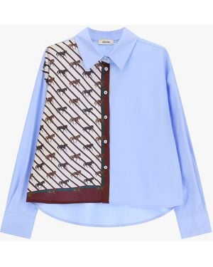 Dixie Chemise À Détails Imprimés Et Col Classique - Bleu
