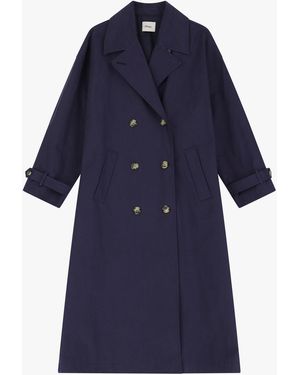 Dixie Trench Lungo Doppiopetto Con Cintura E Inserto Tartan - Blu