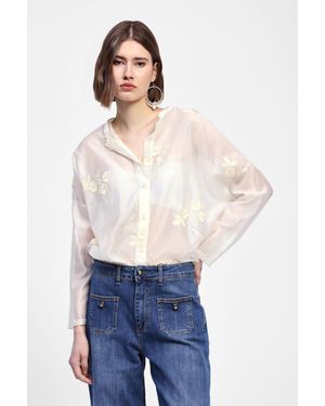 Dixie Camicia Con Ricami Floreali E Bottoni - Blu