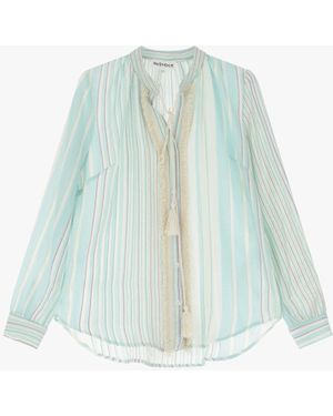 Dixie Camicia A Righe Con Frange - Blu