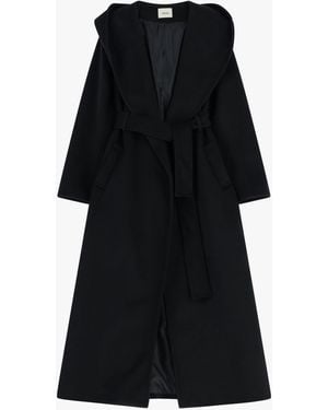 Dixie Manteau Long À Capuche Avec Ceinture - Noir