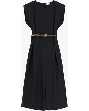 Dixie Jumpsuit Midi Sans Manches Avec Ceinture - Noir