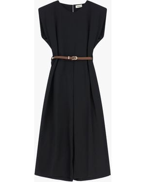 Dixie Jumpsuit Midi Senza Maniche Con Cintura - Nero