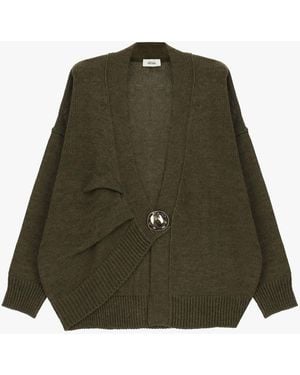 Dixie Cardigan Oversize Avec Maxi Bouton Décoratif - Vert