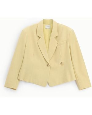 Dixie Blazer Court Double Boutonnage Avec Poche Passepoilée - Jaune