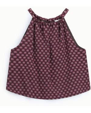 Dixie Top Imprimé Fleuri À Encolure Nouée Coupe Fluide - Violet