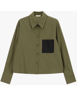 Dixie Chemise À Rayures Avec Poche Contrastante - Vert