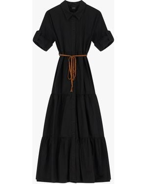 Dixie Robe Chemisier Longue Avec Col Col Classique - Noir