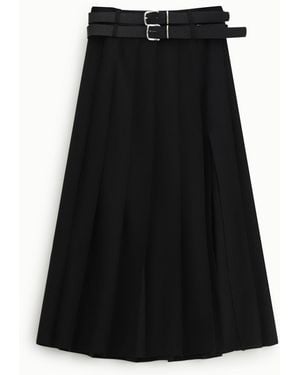 Dixie Jupe Longue Plissée À Double Ceinture - Noir