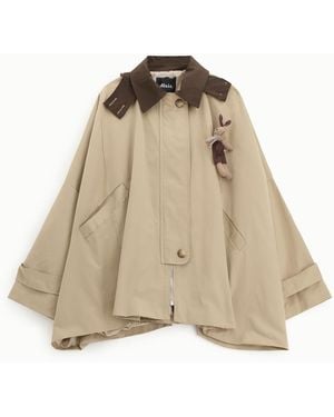 Dixie Parka Oversize Chiusura Zip Collo Contrasto - Neutro