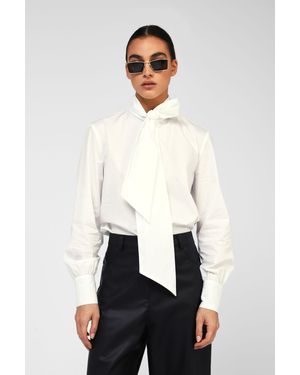 Dixie Camicia Con Fiocco E Maniche Lunghe - Bianco