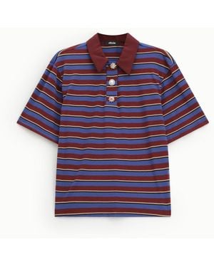 Dixie Polo Rayé Avec Col Classique Et Boutons Bijoux - Violet