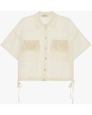Dixie Camicia Corta Con Tasche E Frange Frontali - Bianco