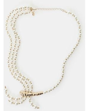 Dixie Collier Multi-Rangs De Perles Et Métal Martelé - Blanc