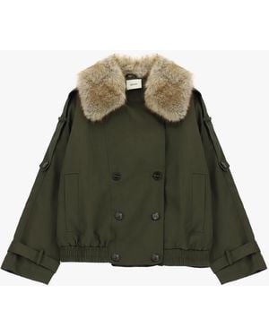 Dixie Parka Courte Col Fausse Fourrure Boutonnage Croisé - Vert