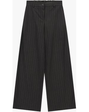 Dixie Pantalon Palazzo Rayé Taille Haute - Noir