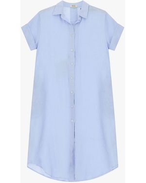 Dixie Robe Chemise Mi-Longue À Manches Courtes Boutonnée - Bleu