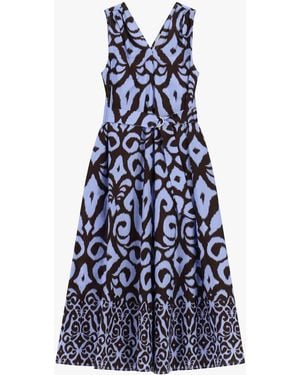 Dixie Robe Midi À Motif Géométrique Avec Ceinture - Bleu