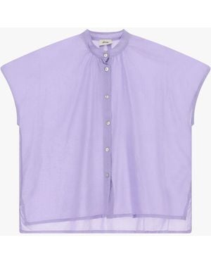 Dixie Chemise Ample À Col Mao Manches Courtes - Violet