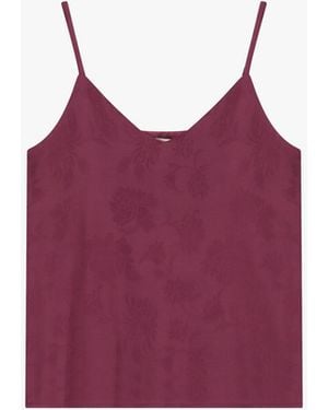 Dixie Top À Fines Bretelles Jacquard Floral - Rouge