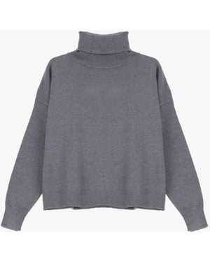 Dixie Pull Col Roulé Couleur Unie - Bleu