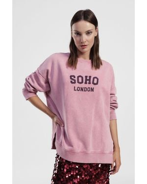 Dixie Sweat-Shirt Col Rond Imprimé Soho Ample - Rose