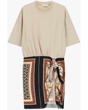 Dixie Top Con Maniche Corte E Dettaglio Nodo Stampa Foulard - Bianco