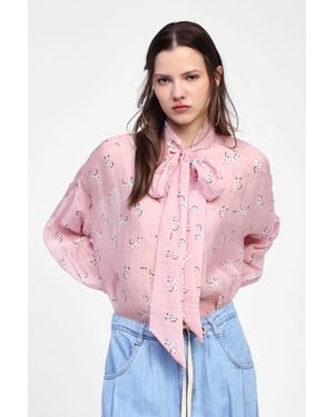 Dixie Camicia Stampa Decorativa Maniche Lunghe - Rosa