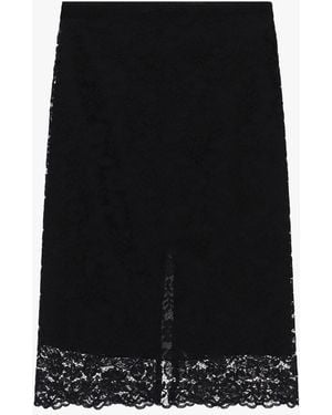 Dixie Jupe Midi En Dentelle Avec Fente Au Dos - Noir