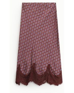 Dixie Gonna Midi Stampata Con Bordo - Viola