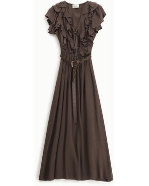 Dixie Vestito Lungo Con Cintura Intrecciata - Marrone