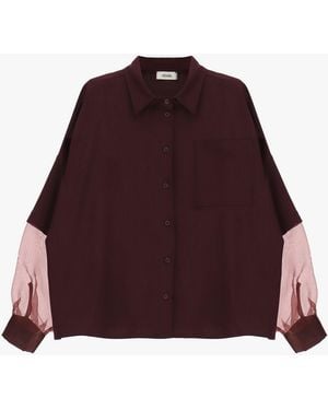 Dixie Chemise Oversize Manches Voilées Et Poche - Rouge