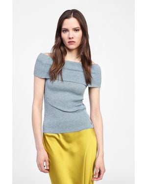 Dixie Pullover Manica Corta Scollo Bardot - Bianco