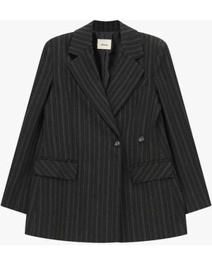 Dixie Blazer À Rayures Fermeture Simple Et Poches - Noir
