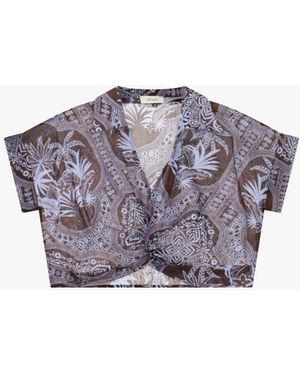 Dixie Top Cropped Fantasia Paisley Nodo Frontale - Multicolore